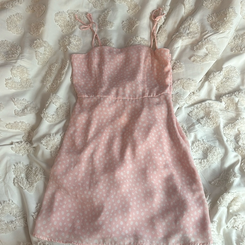 pink polka dot dress